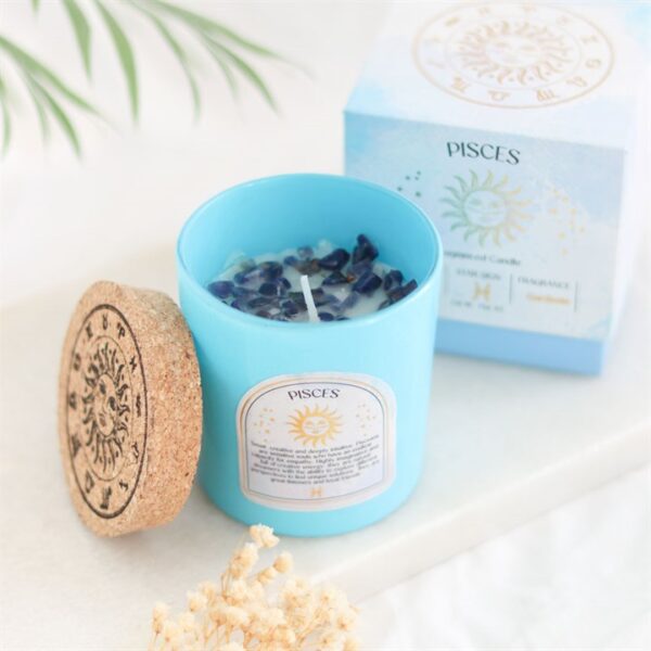 Pisces Gardenia Gemstone Zodiac Candle - Image 6