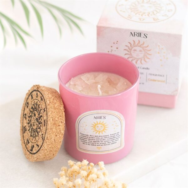 Aries Cedarwood Gemstone Zodiac Candle - Image 5
