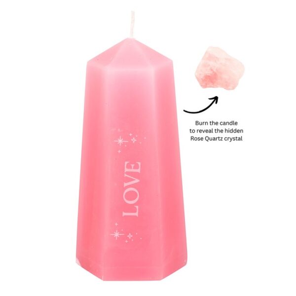 Love Crystal Candle with Rough Rose Quartz - Image 2