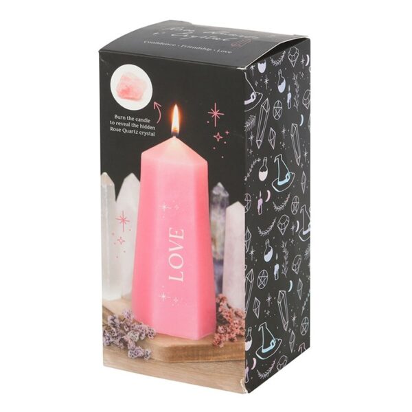 Love Crystal Candle with Rough Rose Quartz - Image 5