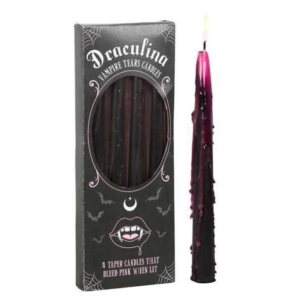 Set of 4 Pink Vampire Tears Taper Candles - Image 2
