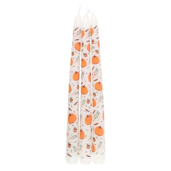 Set of 3 Pumpkin Taper Candles - Image 3