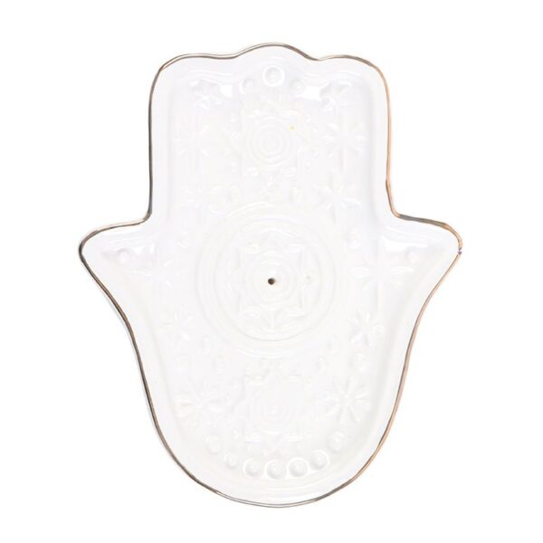 White Hand of Hamsa Incense Holder and Trinket Dish - Image 3