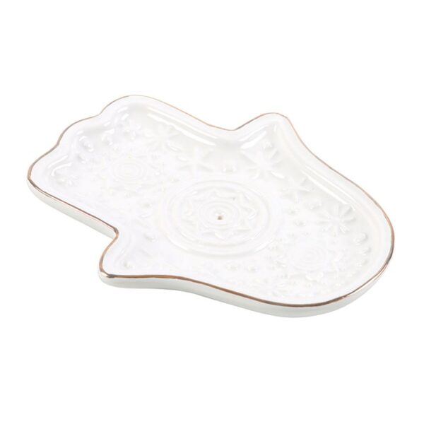 White Hand of Hamsa Incense Holder and Trinket Dish - Image 4