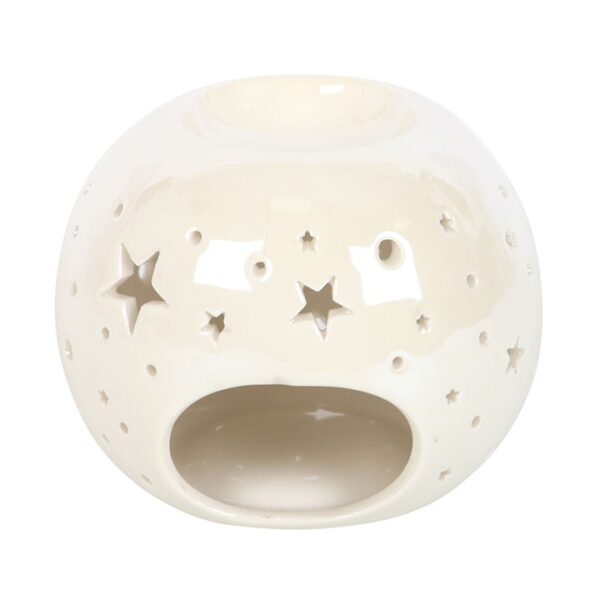 White Iridescent Star Oil Burner and Wax Warmer - Image 3
