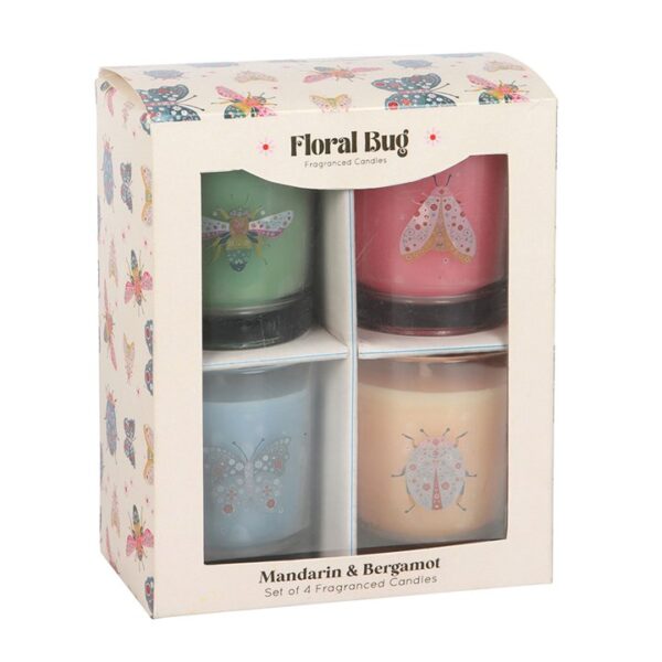 Set of 4 Floral Bug Mandarin & Bergamot Candles - Image 3