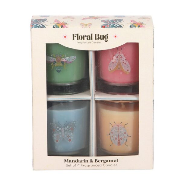 Set of 4 Floral Bug Mandarin & Bergamot Candles - Image 4