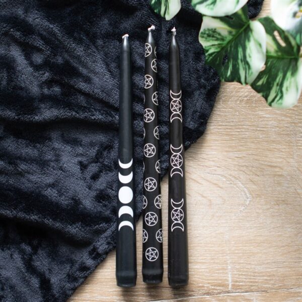 Set of 3 Black Magic Mystical Taper Candles - Image 5