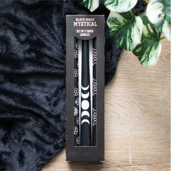 Set of 3 Black Magic Mystical Taper Candles - Image 6