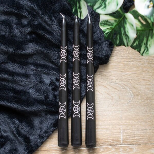 Set of 3 Black Magic Triple Moon Taper Candles - Image 6