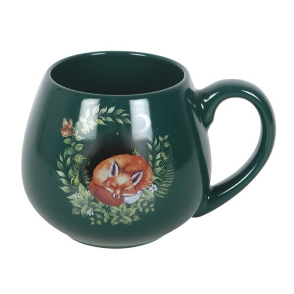 Green Sleeping Fox Rounded Mug - Image 4