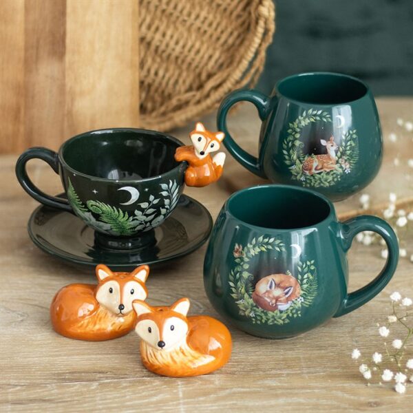 Green Sleeping Fox Rounded Mug - Image 5