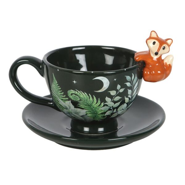 Green Forest Teacup with Fox - Image 2