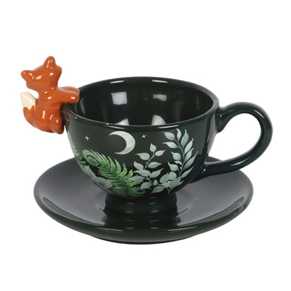 Green Forest Teacup with Fox - Image 4