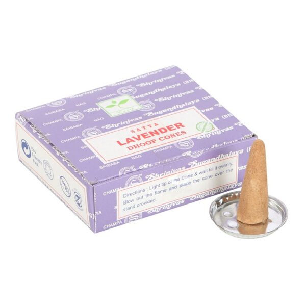12 Packs of Lavender Dhoop Incense Cones by Satya - Image 2