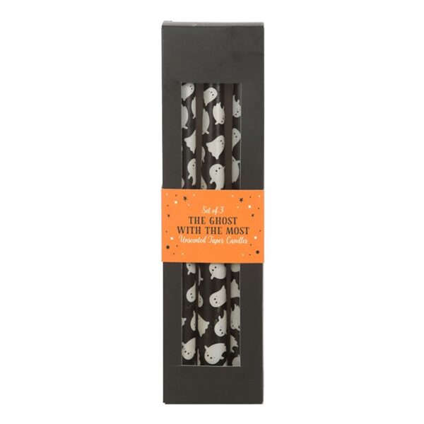 Set of 3 Ghost Print Taper Candles - Image 2