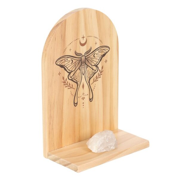 Natural Luna Moth Wooden Incense Holder Shelf - Image 3