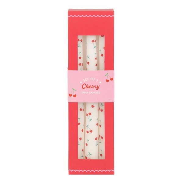 Set of 3 Heart Cherry Taper Candles - Image 3