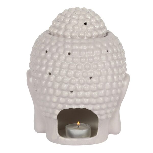 Large Grey Buddha Head Oil Burner and Wax Warmer - Image 4