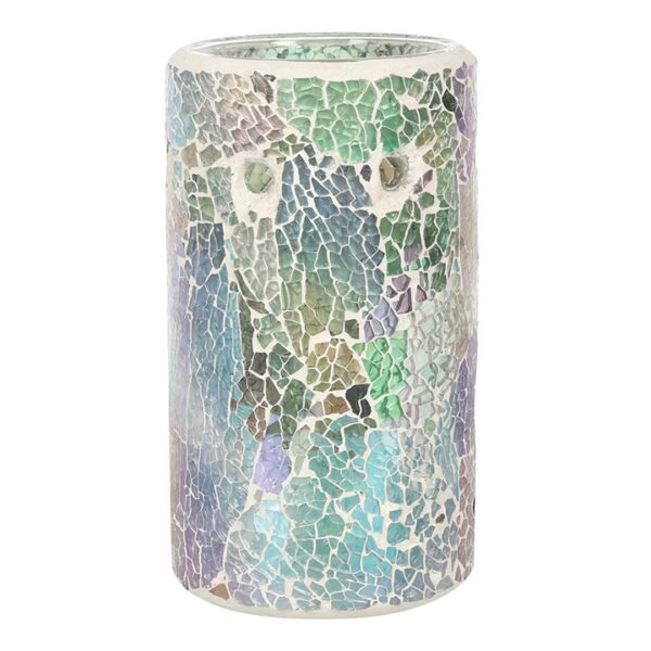 Pillar Light Blue Iridescent Crackle Oil Burner and Wax Warmer - Image 2