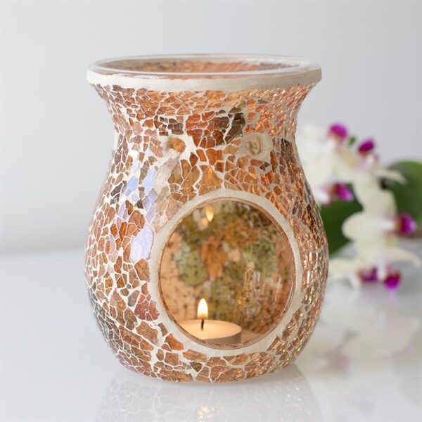 Large Brown Crackle Oil Burner and Wax Warmer - Image 4