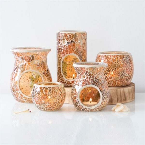 Large Brown Crackle Oil Burner and Wax Warmer - Image 5