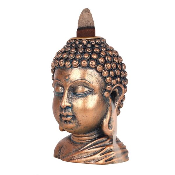 Bronze Buddha Head Backflow Incense Burner - Image 2