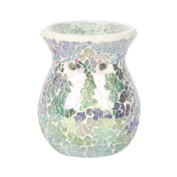 Small Light Blue Iridescent Crackle Oil Burner and Wax Warmer - Image 2