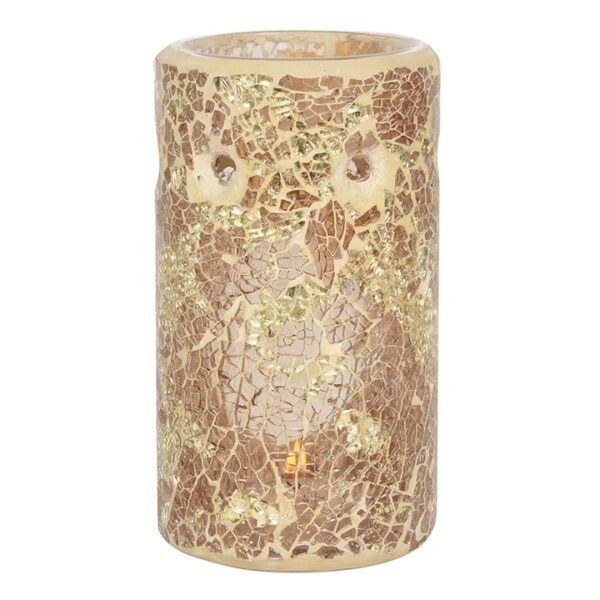 Gold Pillar Crackle Glass Oil Burner and Wax Warmer - Image 2