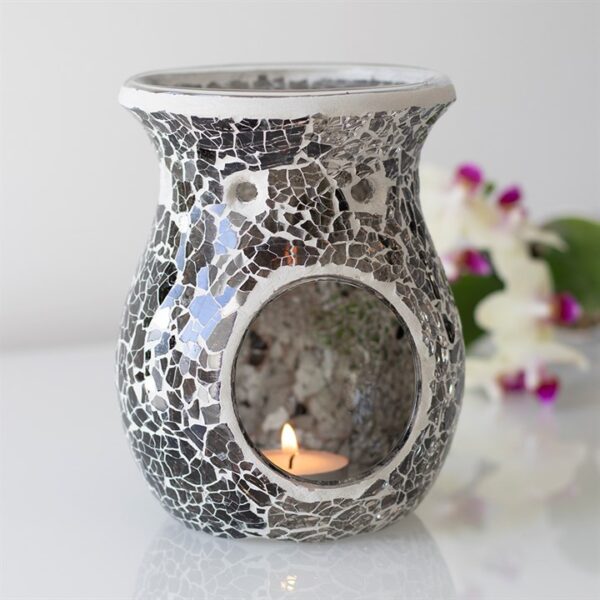 Large Gunmetal Grey Crackle Oil Burner and Wax Warmer - Image 4