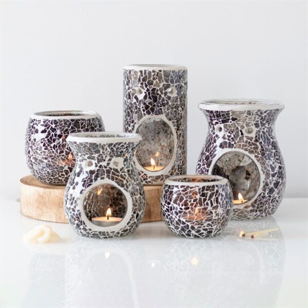 Large Gunmetal Grey Crackle Oil Burner and Wax Warmer - Image 5