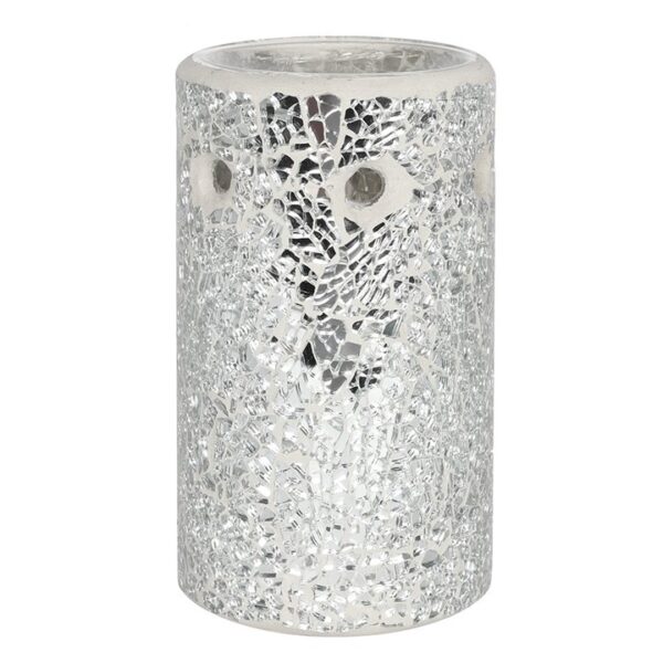 Silver Pillar Crackle Glass Oil Burner and Wax Warmer - Image 3