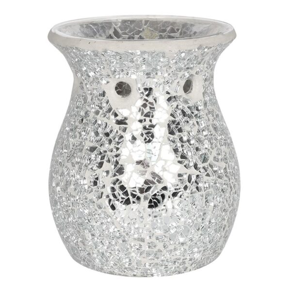 Large Silver Crackle Oil Burner and Wax Warmer - Image 3