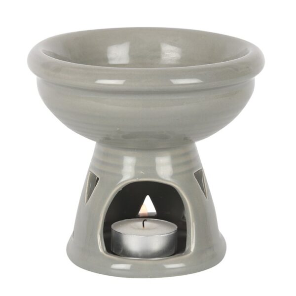 Grey Deep Bowl Oil Burner and Wax Warmer - Image 2