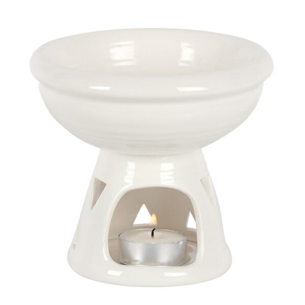 Off White Deep Bowl Oil Burner and Wax Warmer - Image 2