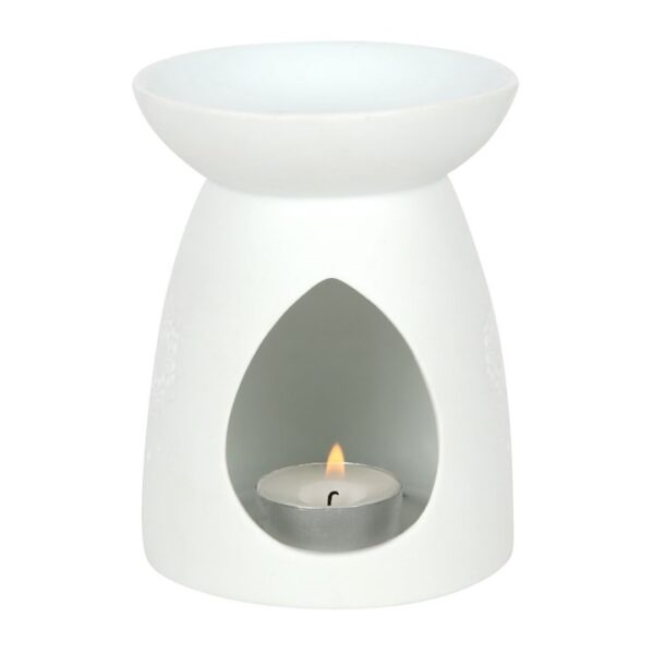White Ceramic Buddha Face Oil Burner and Wax Warmer - Image 3