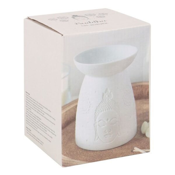 White Ceramic Buddha Face Oil Burner and Wax Warmer - Image 5