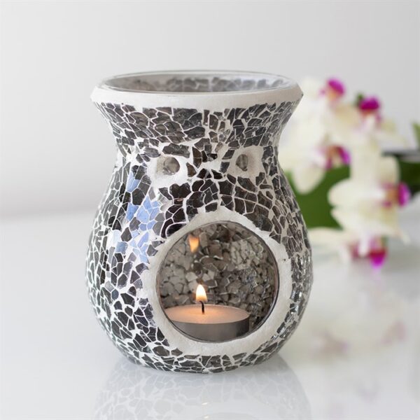 Small Gunmetal Grey Crackle Oil Burner and Wax Warmer - Image 4
