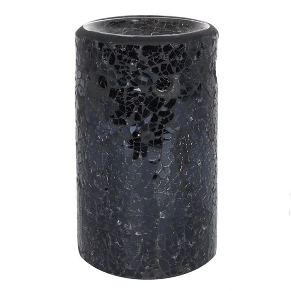 Black Crackle Glass Pillar Oil Burner and Wax Warmer - Image 3
