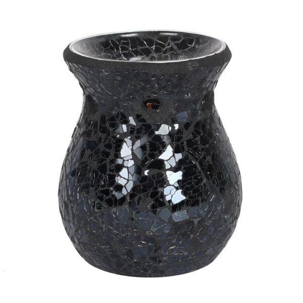 Small Black Crackle Glass Oil Burner and Wax Warmer - Image 3