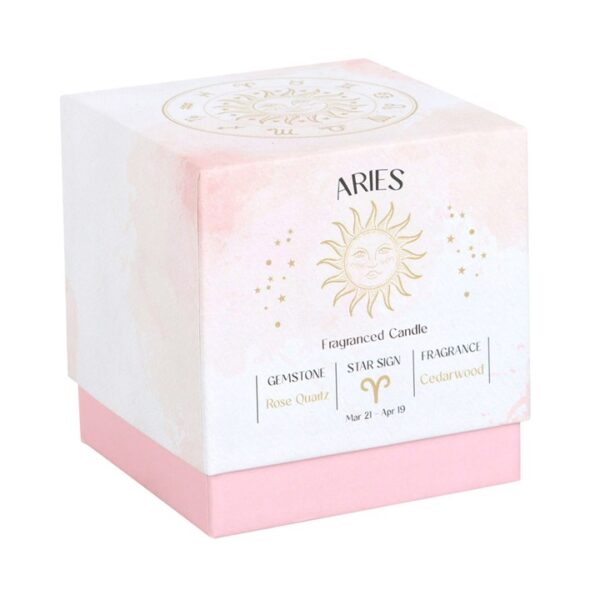Aries Cedarwood Gemstone Zodiac Candle - Image 3