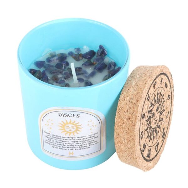 Pisces Gardenia Gemstone Zodiac Candle - Image 2
