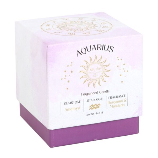 Aquarius Bergamot & Mandarin Gemstone Zodiac Candle - Image 3