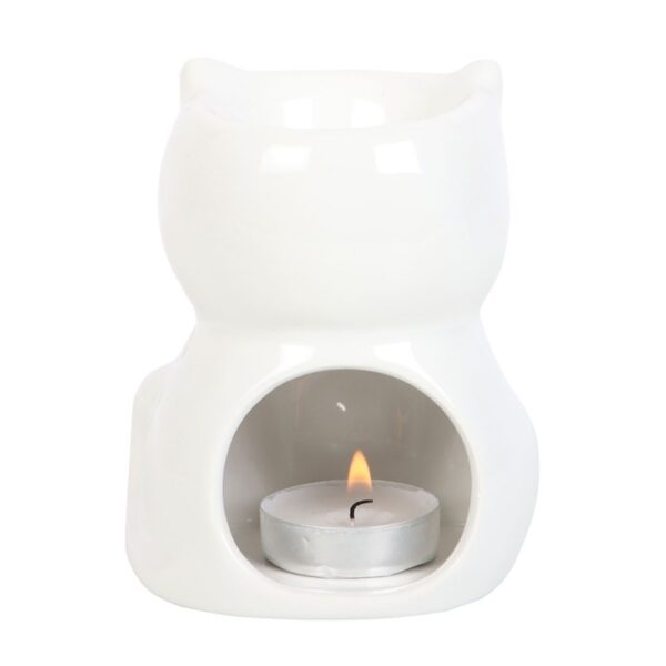 Shiny White Cat Oil Burner - Image 3