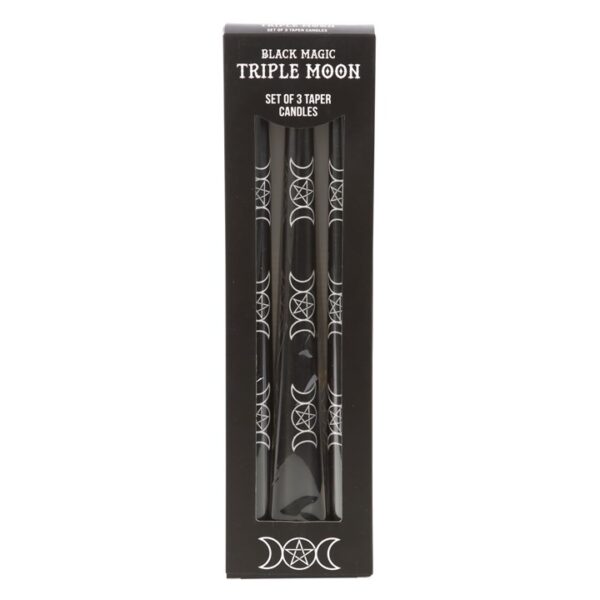 Set of 3 Black Magic Triple Moon Taper Candles - Image 2