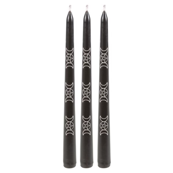 Set of 3 Black Magic Triple Moon Taper Candles - Image 3