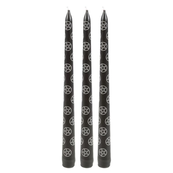 Set of 3 Black Magic Pentagram Taper Candles - Image 3