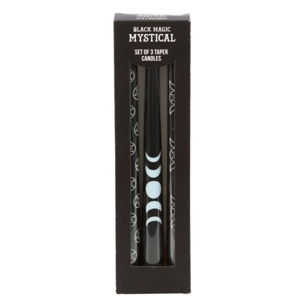Set of 3 Black Magic Mystical Taper Candles - Image 2