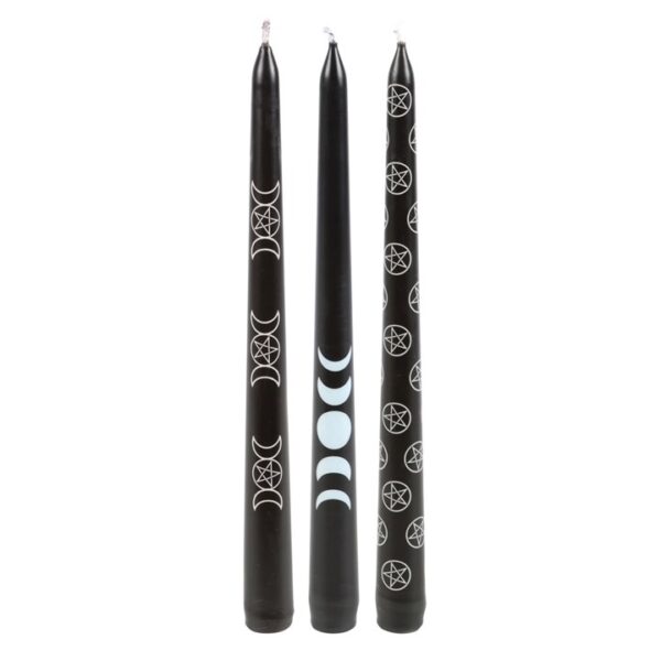 Set of 3 Black Magic Mystical Taper Candles - Image 3