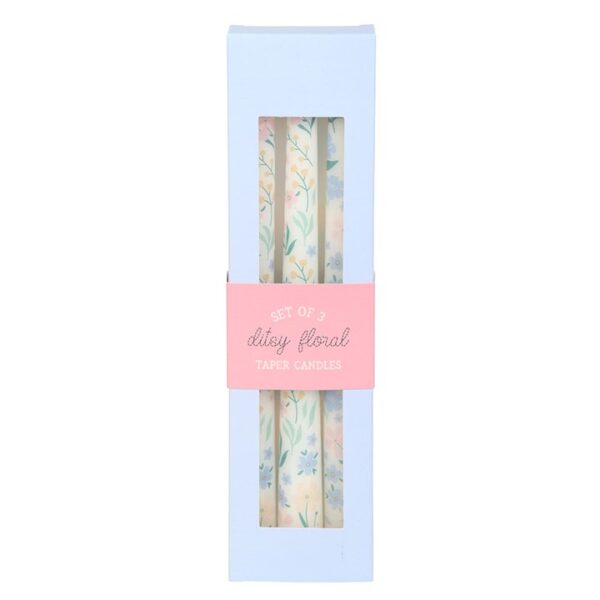 Set of 3 Ditsy Floral Taper Candles - Image 2